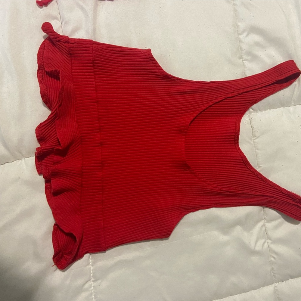 Red Cropped Tank Top- Size Small